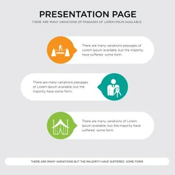 Marquee, ownership, courage presentation design template in orange, green, ye Stock Illustration