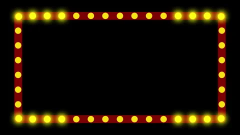 Marquee rectangle light bulb frame animation with 2 on-off light variations. Video stock 323363033