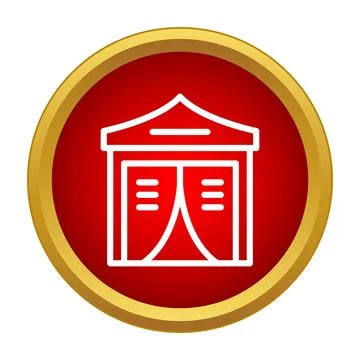 Marquee tent icon in red button design Stock Illustration