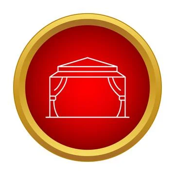 Marquee tent outline icon inside red circle Stock Illustration