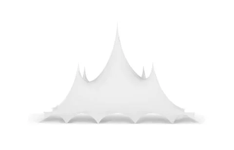 Marquee tent vector 3d illustration on white. Circus tent mock-up Stock Illustration