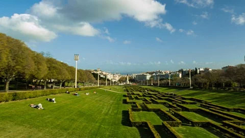 Marques de Pombal Square Hyperlapse in Lisbon, Portugal Stock-Footage 92767513