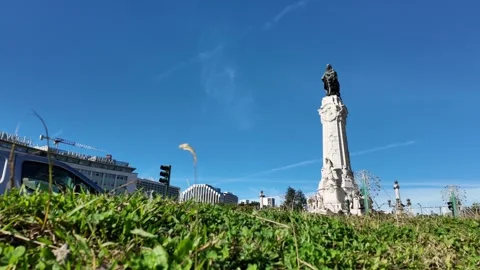 Marques De Pombal Square in Lisbon, Portugal Stock Footage 297692385