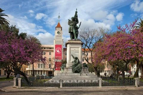 Marques Sa da Bandeira Statue in Lisbon Stock Photos