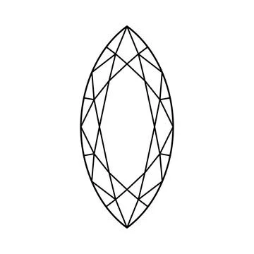Marquise diamond cut shape flat icon. Design simple thin diagram. Brilliant Illustrazione stock