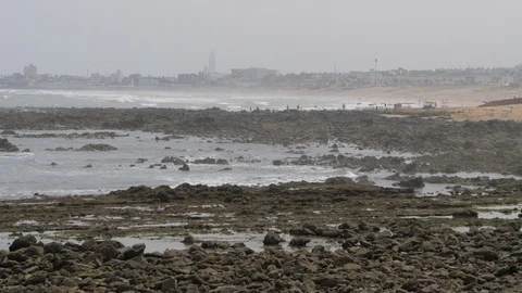 Marrakech beach in a cloudy day, city in background, Morocco, Africa in 4K Stock Footage 91786474