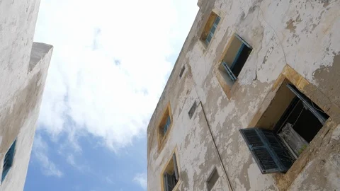 Marrakech buildings, blue sky, some clouds, Morocco, Africa in 4K Stock Footage 93855562