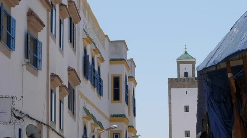 Marrakech buildings, blue sky, some clouds, Morocco, Africa in 4K Stock Footage 93856922
