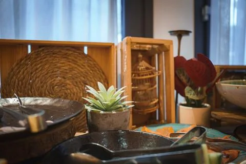Marrakech Inspired Interior with Succulent and Rustic Decor Elements Stock Photos