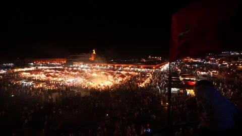 Marrakech, Morocco - 08/14/2015: Morocco: Night Market in Marrakech Stock Footage 332455052