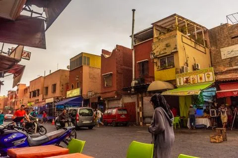 MARRAKECH, MOROCCO, 31 AUGUST 2018: street view of Marrakech Stock Photos