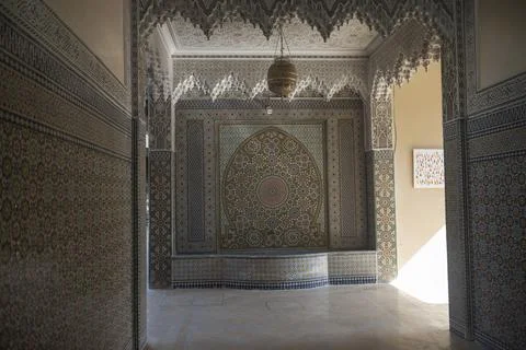 Marrakech Morocco Ceramic tile work in the Ensemble Artisinal Marrakech 스톡 사진