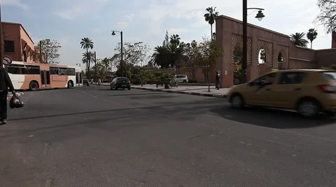 Marrakech Morocco street traffic Stockbeeldmateriaal 61740914