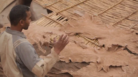 MARRAKECH TANNERY - MEN AT WORK # 5 Stock Footage 28021649