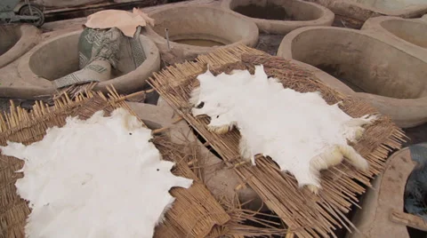 MARRAKECH TANNERY - MEN AT WORK # 6 Stock Footage 28012699