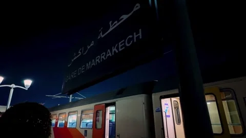 Marrakech Train Station At Night With Arabic And French Signage Stock Footage 302908617