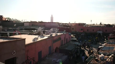 Marrakesh in backlight with Koutoubia view afar moving camera 2 Stock Footage 58356630