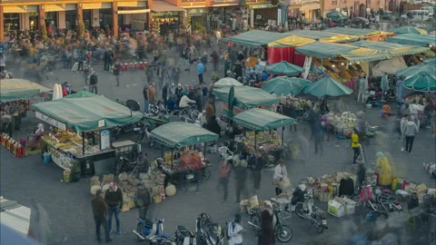 Marrakesh, famous square Jamaa el fna, close-up timelapse Stock Footage 155116053