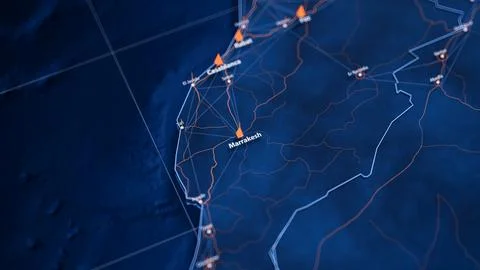 Marrakesh map big data visualization. Futuristic map infographic of city in イラスト素材