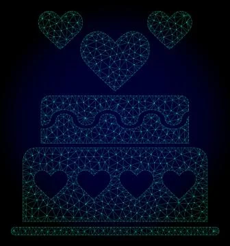 Marriage Cake Polygonal Frame Vector Mesh Illustration Stock Illustration
