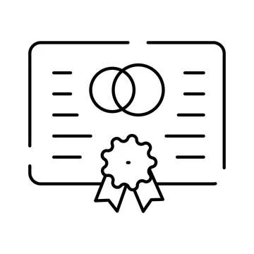 Marriage certificate document with rings and official seal Stock-Illustration