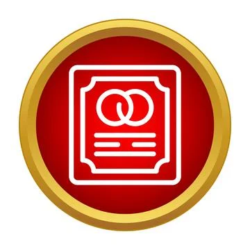 Marriage certificate paper document icon inside red circle Stock Illustration