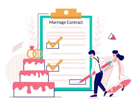 Marriage contract vector concept for web banner, website page Stock Illustration
