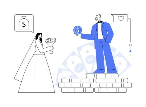 Marriage of convenience abstract concept vector illustration. Stock Illustration