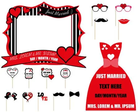 Marriage Couple Concept Vector Set Stock Illustration