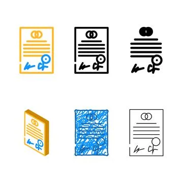 Marriage document color icon vector styleset Stock Illustration