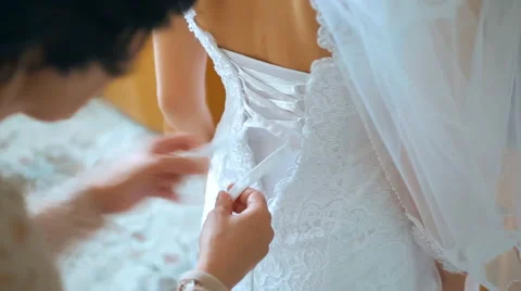 Marriage. Dress the bride, preparation for wedding 02 Stock Footage