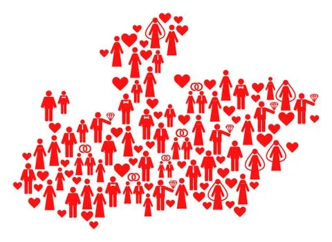 Marriage Men Collage Map of Madhya Pradesh State Stock Illustration