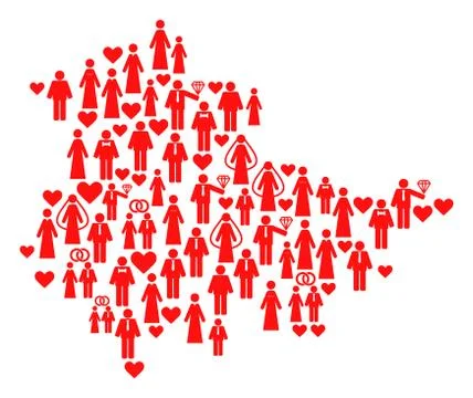 Marriage Persons Mosaic Map of Thuringia State Illustrazione stock