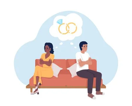 Marriage problems 2D vector isolated cartoon illustration Stock Illustration