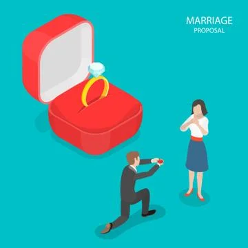 Marriage proposal flat isometric vector. Stock Illustration