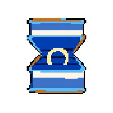 Marriage proposal ring box pixel art vector illustration Stock Illustration