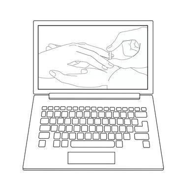 Marriage proposal, wedding ring, two hands, newlyweds, love and trust.black.. Stock Illustration