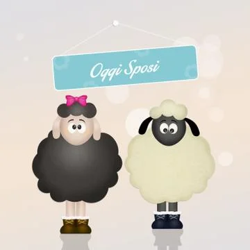 Marriage of sheeps Stock Illustration