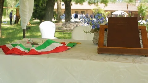 Marriage table with flowers Stock Footage 88439598