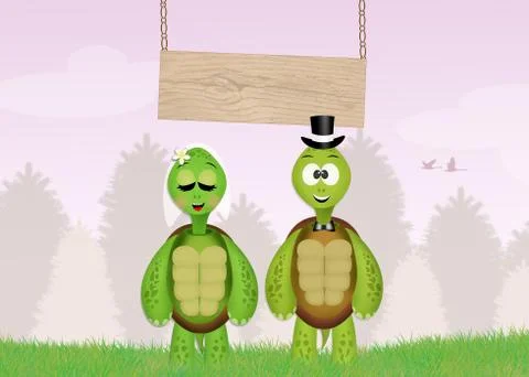 Marriage of turtles Stock Illustration