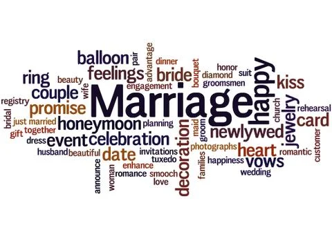 Marriage, word cloud concept Illustrazione stock