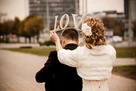 Married copule on street Stock Photos
