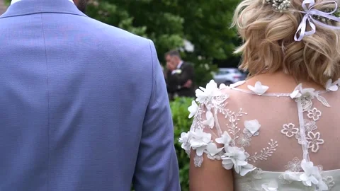 Married couple at the altar from the back Video stock 232763467