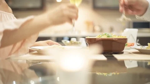 Married couple eating supper in romantic atmosphere. Stock Footage 77828420