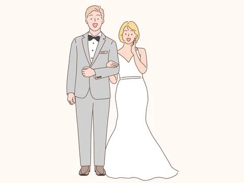 Married couple. Hand drawn style vector design illustrations Stock Illustration