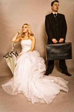 Married couple problem, indifference depression discord Stock Photos