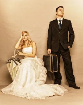 Married couple problem, indifference depression discord Stock Photos