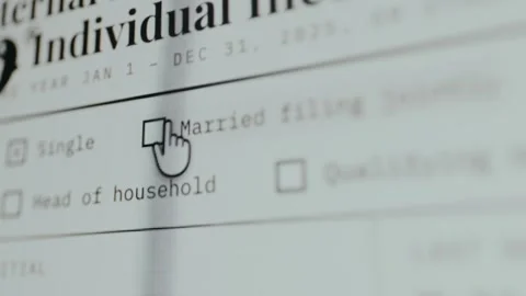 Married filing jointly is selected as filing status for individual income tax Stock Footage 333415493