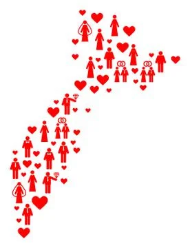 Married Persons Collage Map Of Kamchatka Peninsula Stock Illustration