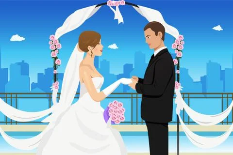 Married young couple Stock Illustration